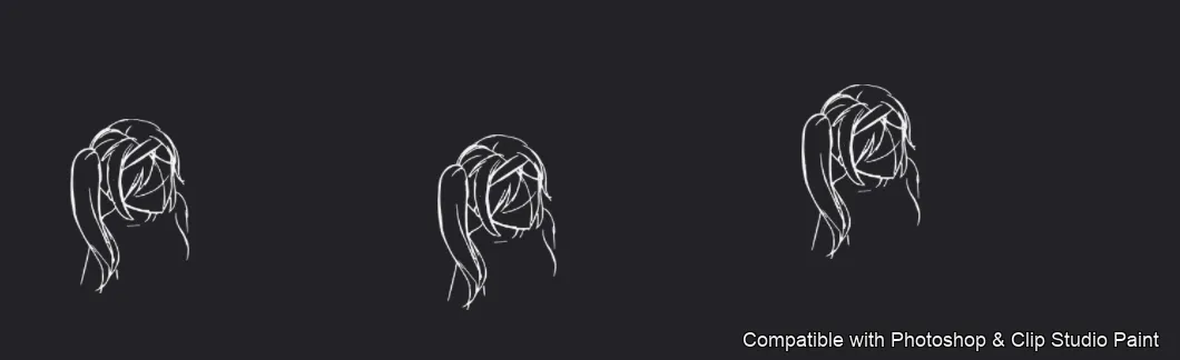 Manga Hair Maker brush 31 of 80 — Photoshop & Clip Studio Paint .abr preview
