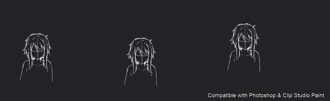 Manga Hair Maker brush 32 of 80 — Photoshop & Clip Studio Paint .abr preview