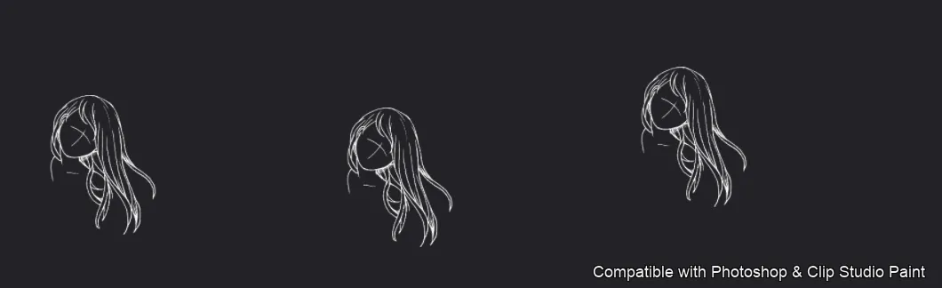 Manga Hair Maker brush 36 of 80 — Photoshop & Clip Studio Paint .abr preview