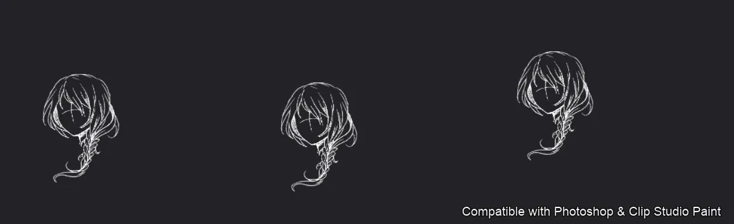 Manga Hair Maker brush 42 of 80 — Photoshop & Clip Studio Paint .abr preview