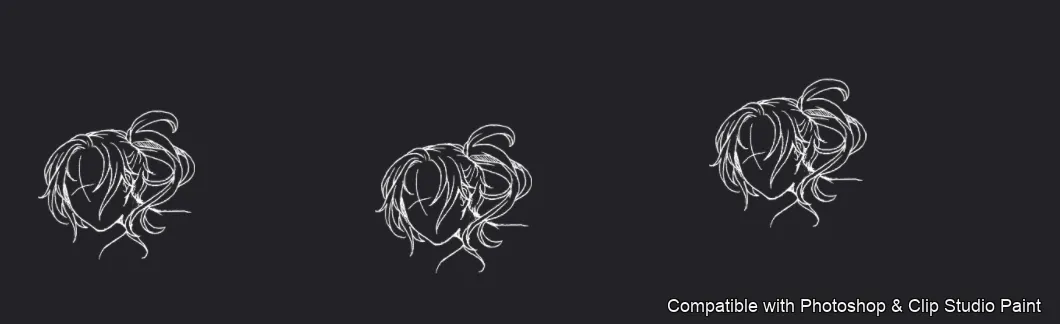 Manga Hair Maker brush 43 of 80 — Photoshop & Clip Studio Paint .abr preview