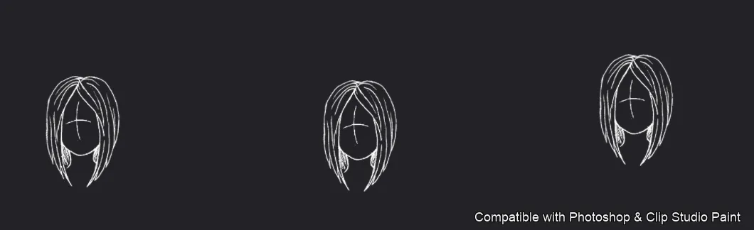 Manga Hair Maker brush 44 of 80 — Photoshop & Clip Studio Paint .abr preview