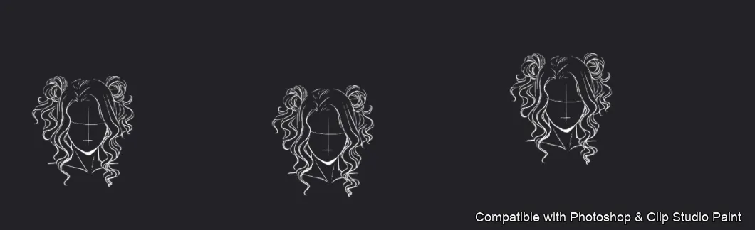 Manga Hair Maker brush 54 of 80 — Photoshop & Clip Studio Paint .abr preview