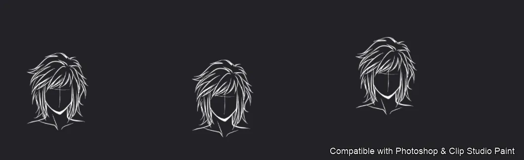 Manga Hair Maker brush 57 of 80 — Photoshop & Clip Studio Paint .abr preview