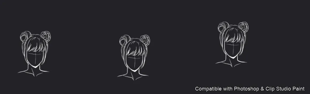 Manga Hair Maker brush 66 of 80 — Photoshop & Clip Studio Paint .abr preview