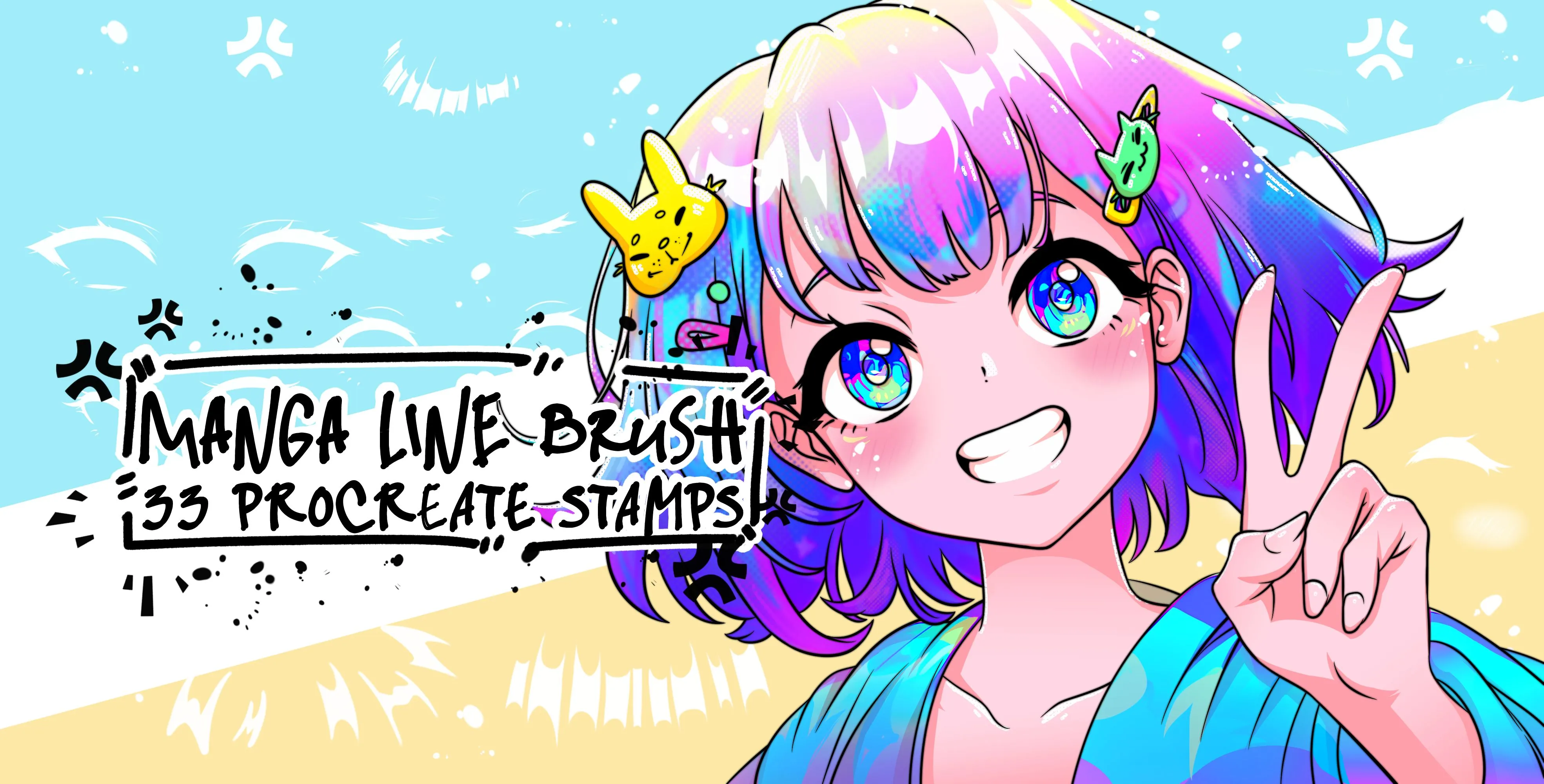 Manga Line Procreate brush set — 33 brushes, anime