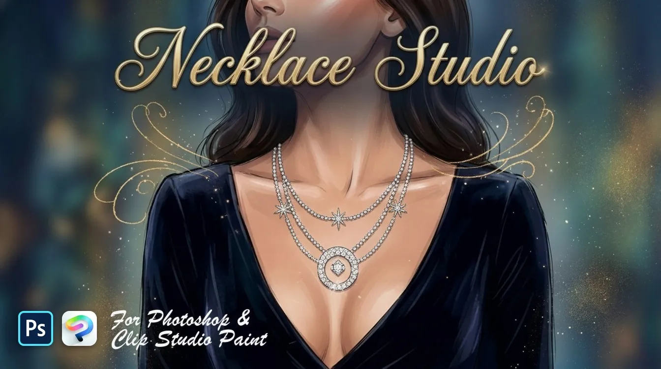 Necklace Studio Photoshop & Clip Studio Paint brush set cover
