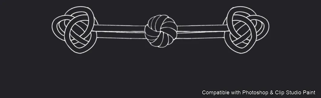 Oriental Frog Knots brush 1 of 15 — Photoshop & Clip Studio Paint .abr preview