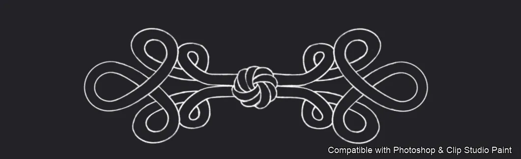 Oriental Frog Knots brush 3 of 15 — Photoshop & Clip Studio Paint .abr preview