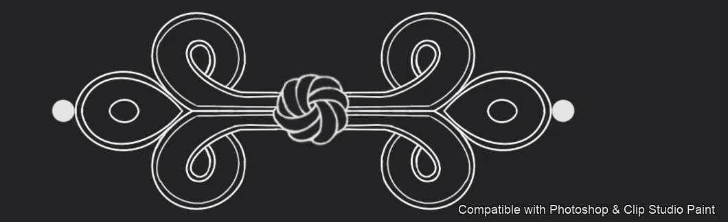 Oriental Frog Knots brush 11 of 15 — Photoshop & Clip Studio Paint .abr preview