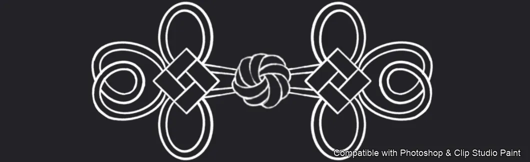 Oriental Frog Knots brush 13 of 15 — Photoshop & Clip Studio Paint .abr preview
