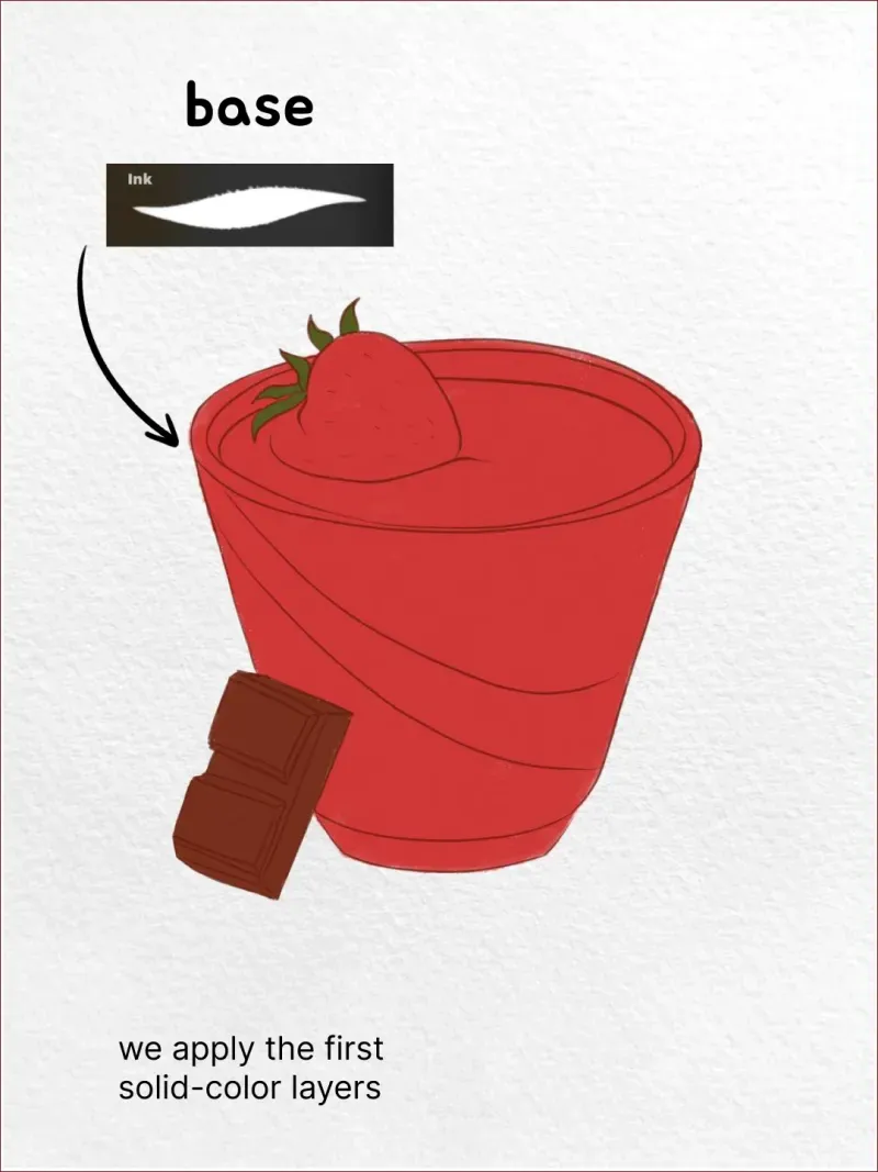 Step 3: Fill the remaining elements — how to draw a panna cotta in Procreate