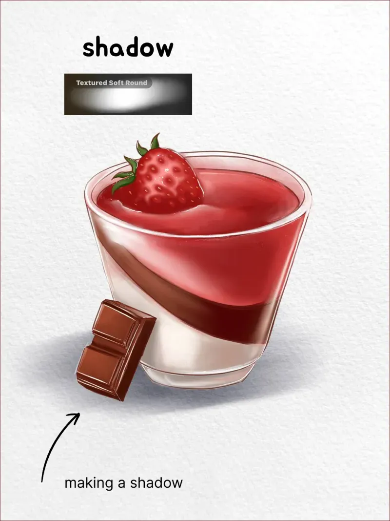 Step 9: Cast a shadow — how to draw a panna cotta in Procreate