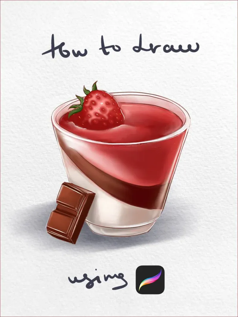 Finished watercolour panna cotta painted in Procreate