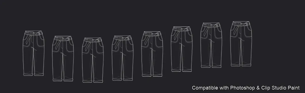 Pants Flats brush 10 of 66 — Photoshop & Clip Studio Paint .abr preview