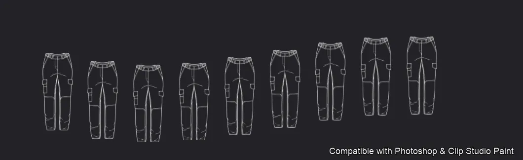 Pants Flats brush 12 of 66 — Photoshop & Clip Studio Paint .abr preview