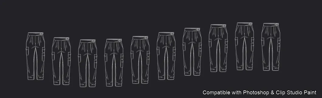 Pants Flats brush 13 of 66 — Photoshop & Clip Studio Paint .abr preview