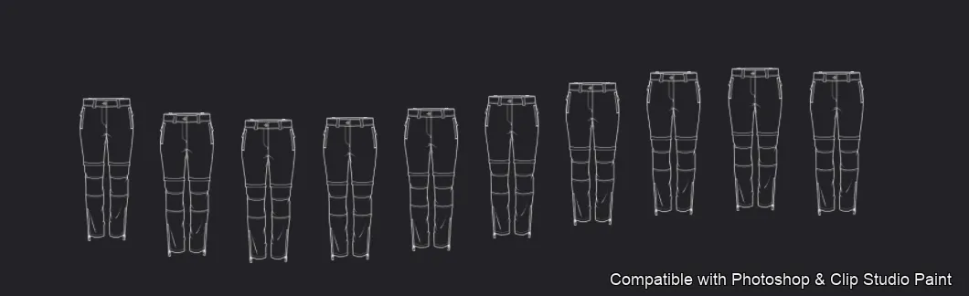 Pants Flats brush 14 of 66 — Photoshop & Clip Studio Paint .abr preview