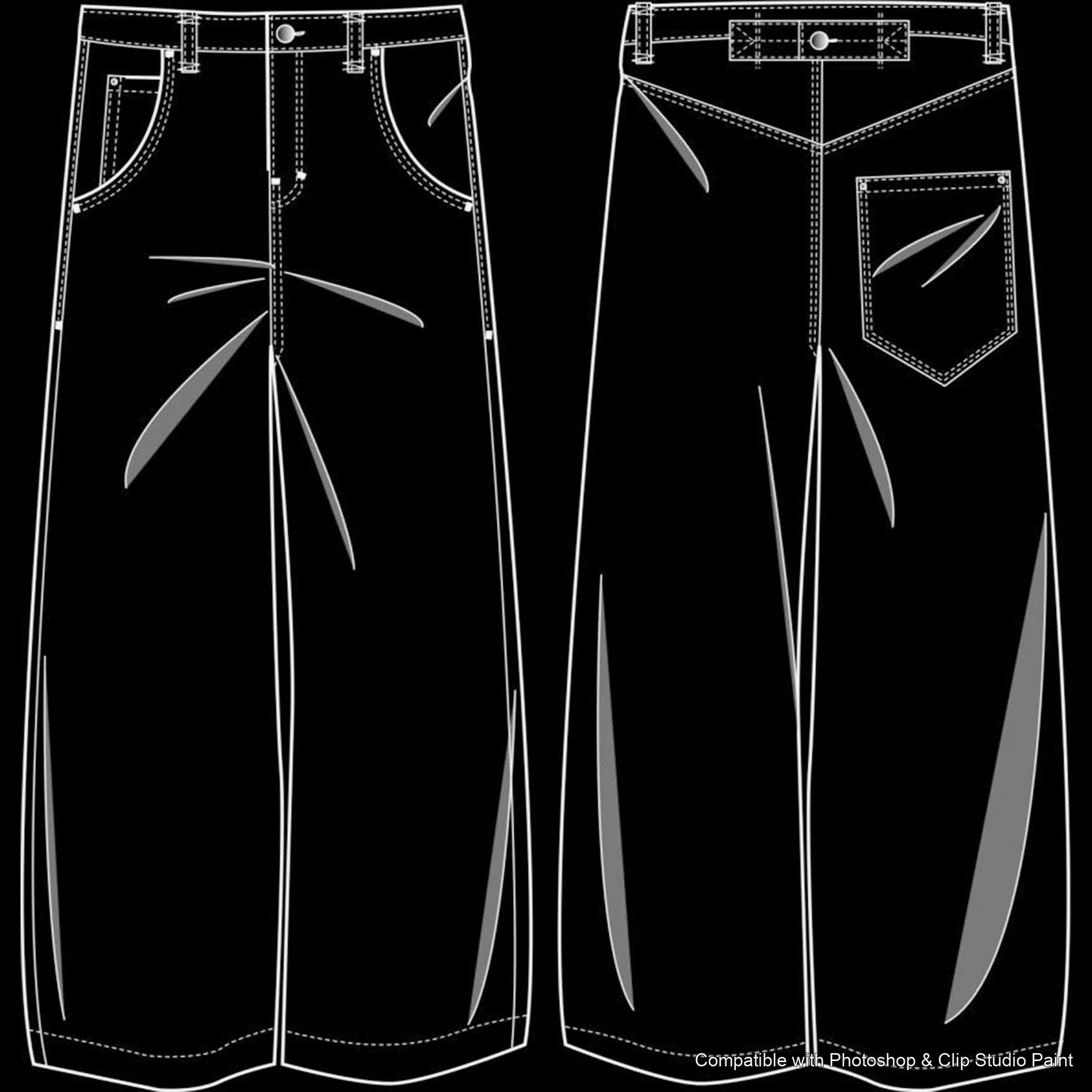 Pants Flats brush 43 of 66 — Photoshop & Clip Studio Paint .abr preview