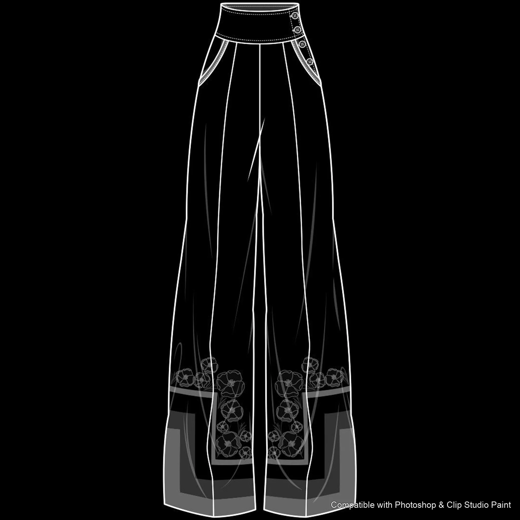 Pants Flats brush 50 of 66 — Photoshop & Clip Studio Paint .abr preview