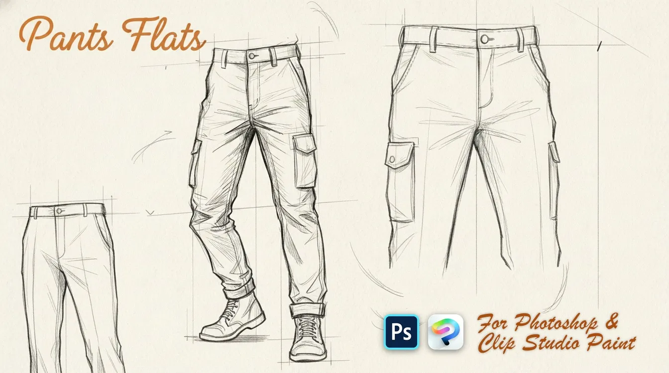 Pants Flats Photoshop & Clip Studio Paint brush set cover