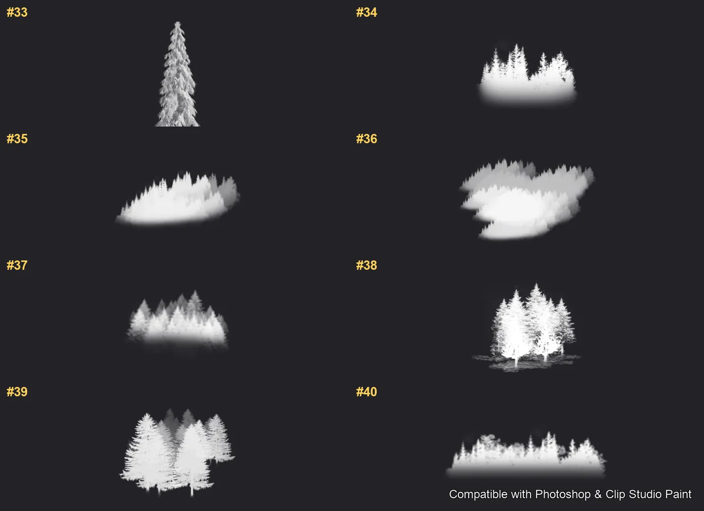 Pinewood Forest Photoshop & Clip Studio Paint brushes overview sheet 3