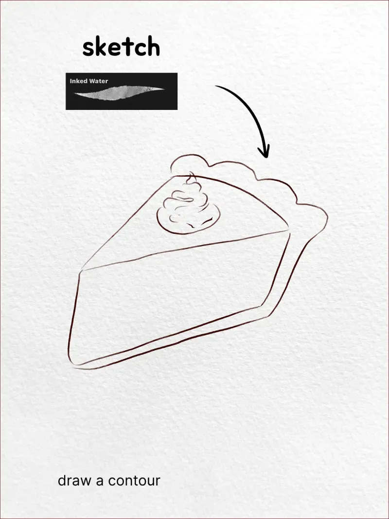 Step 1: Draw the contour — how to draw a pumpkin pie in Procreate