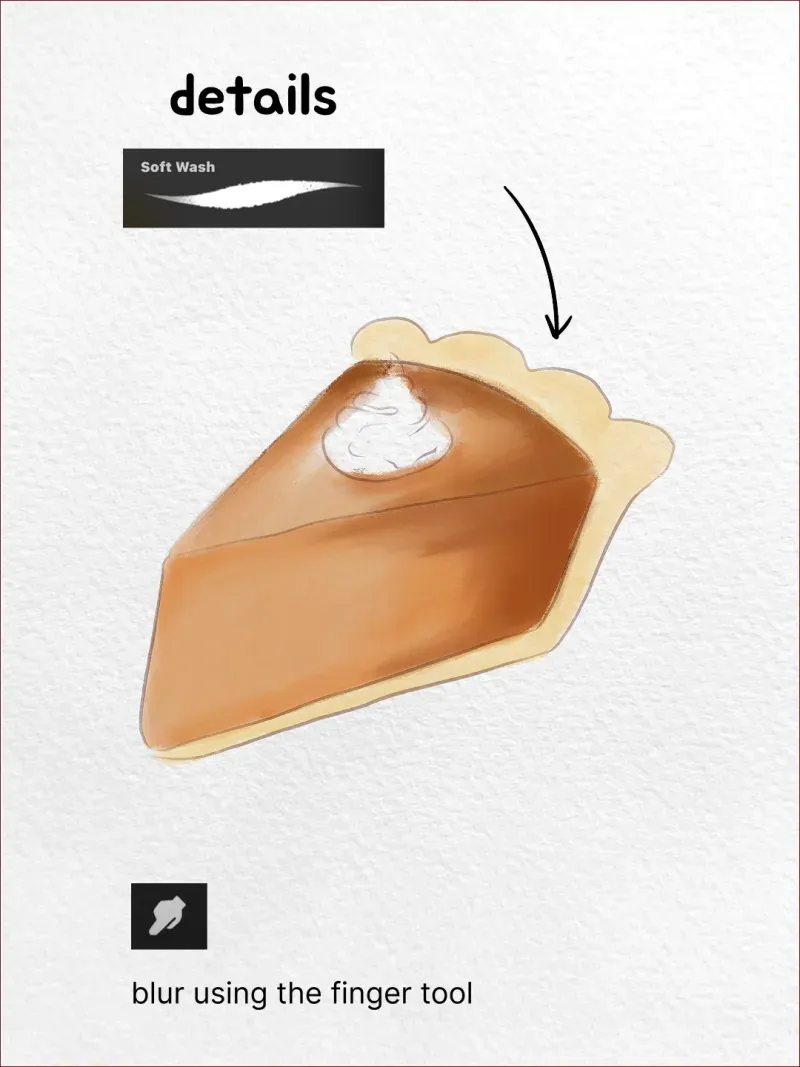 Step 4: Blur the transitions — how to draw a pumpkin pie in Procreate