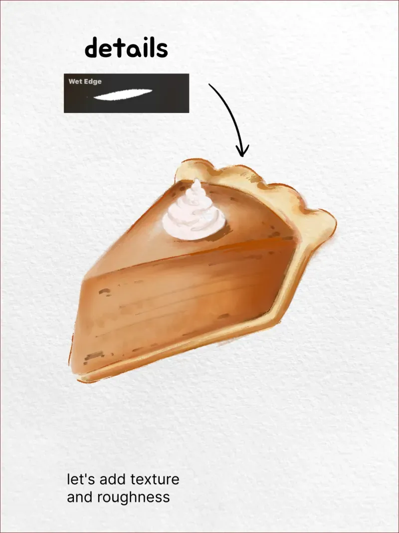 Step 6: Add texture and roughness — how to draw a pumpkin pie in Procreate