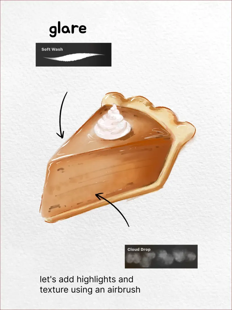 Step 7: Add the glare — how to draw a pumpkin pie in Procreate