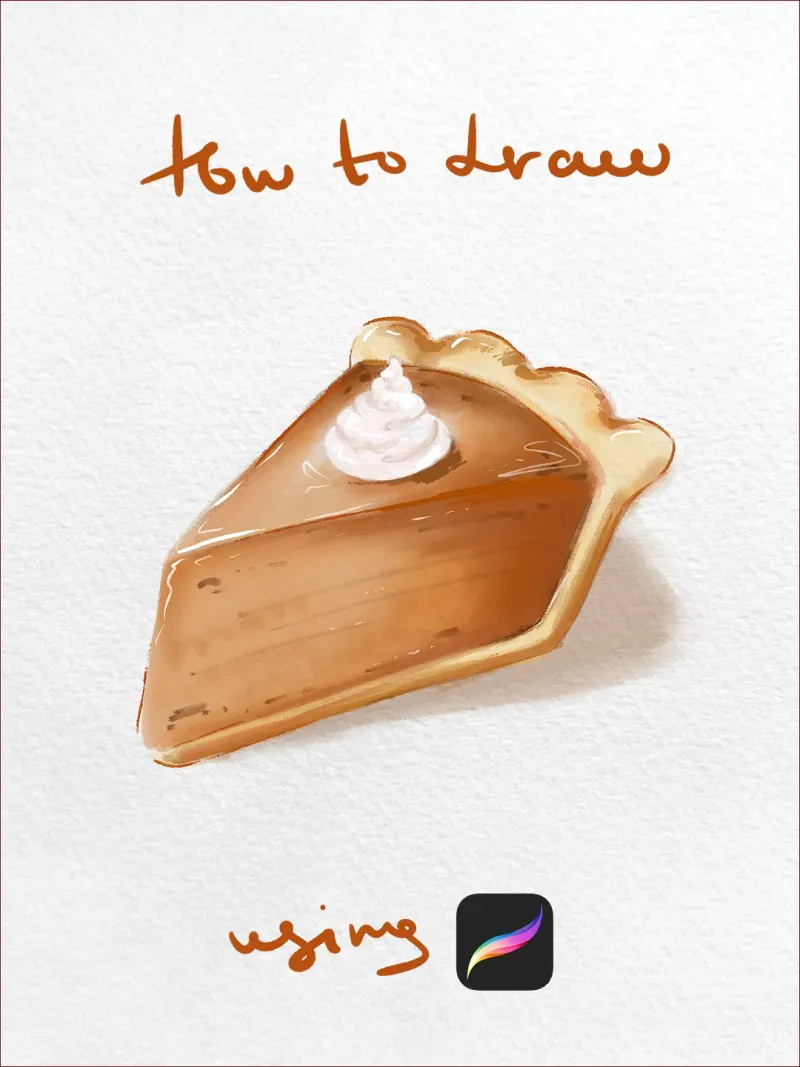 Finished watercolour pumpkin pie painted in Procreate