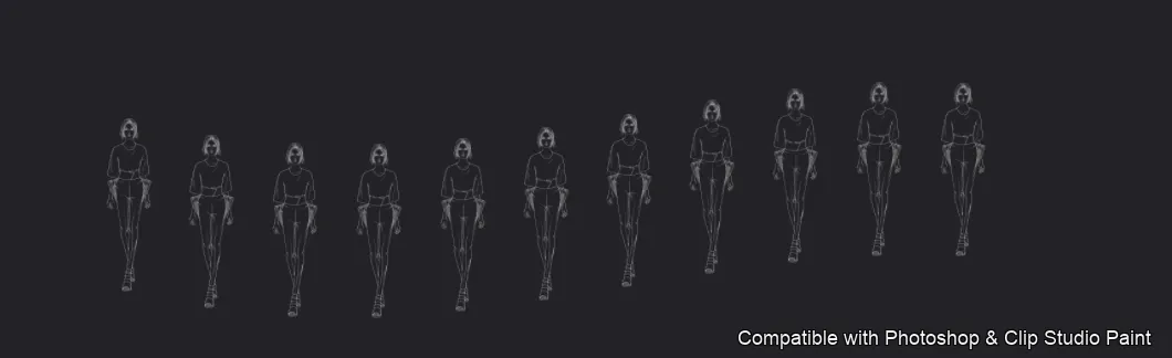 Runway Figures brush 2 of 45 — Photoshop & Clip Studio Paint .abr preview