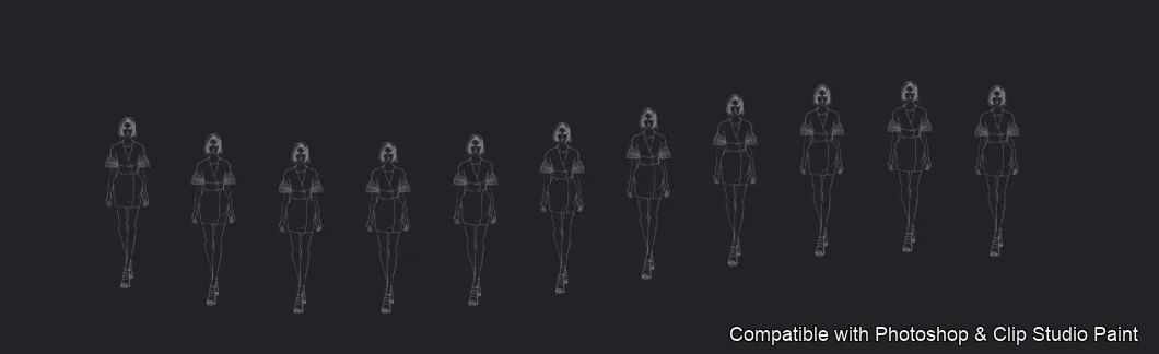 Runway Figures brush 4 of 45 — Photoshop & Clip Studio Paint .abr preview