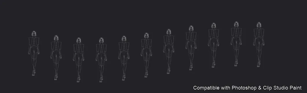 Runway Figures brush 6 of 45 — Photoshop & Clip Studio Paint .abr preview