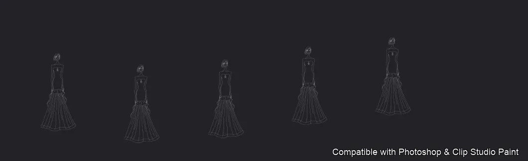 Runway Figures brush 11 of 45 — Photoshop & Clip Studio Paint .abr preview
