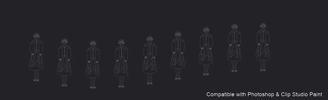Runway Figures brush 13 of 45 — Photoshop & Clip Studio Paint .abr preview