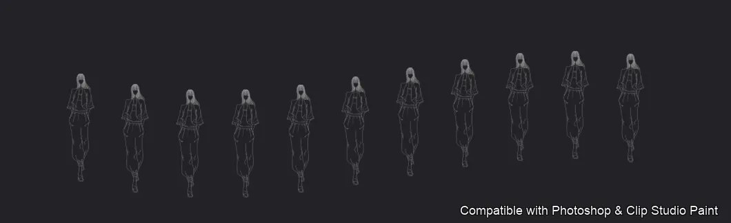 Runway Figures brush 16 of 45 — Photoshop & Clip Studio Paint .abr preview