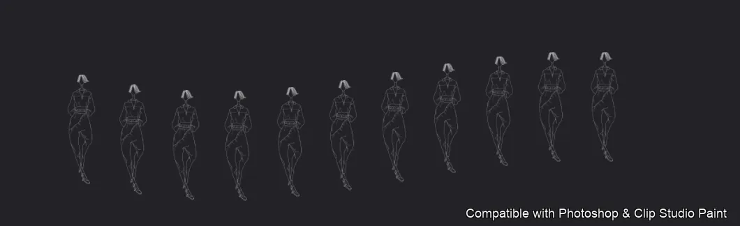 Runway Figures brush 17 of 45 — Photoshop & Clip Studio Paint .abr preview