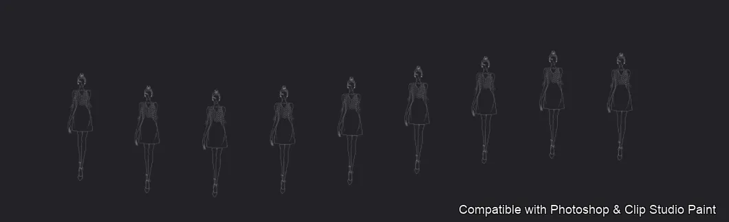 Runway Figures brush 23 of 45 — Photoshop & Clip Studio Paint .abr preview