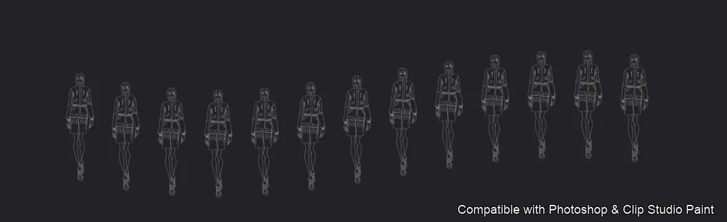 Runway Figures brush 43 of 45 — Photoshop & Clip Studio Paint .abr preview