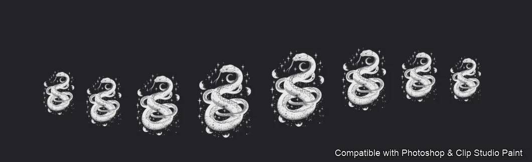 Serpent Ink brush 3 of 100 — Photoshop & Clip Studio Paint .abr preview