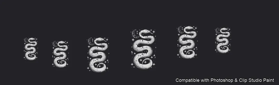Serpent Ink brush 4 of 100 — Photoshop & Clip Studio Paint .abr preview