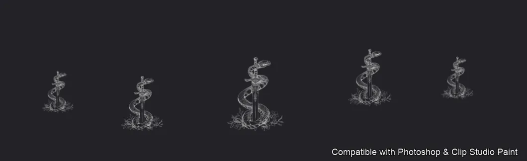 Serpent Ink brush 6 of 100 — Photoshop & Clip Studio Paint .abr preview