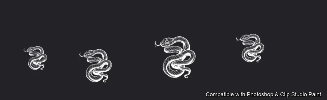 Serpent Ink brush 10 of 100 — Photoshop & Clip Studio Paint .abr preview