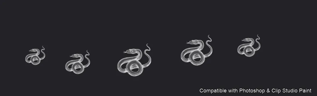 Serpent Ink brush 11 of 100 — Photoshop & Clip Studio Paint .abr preview