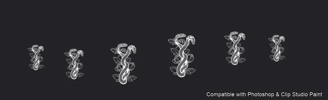 Serpent Ink brush 13 of 100 — Photoshop & Clip Studio Paint .abr preview