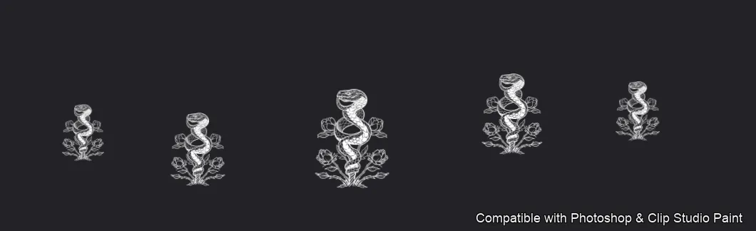 Serpent Ink brush 14 of 100 — Photoshop & Clip Studio Paint .abr preview