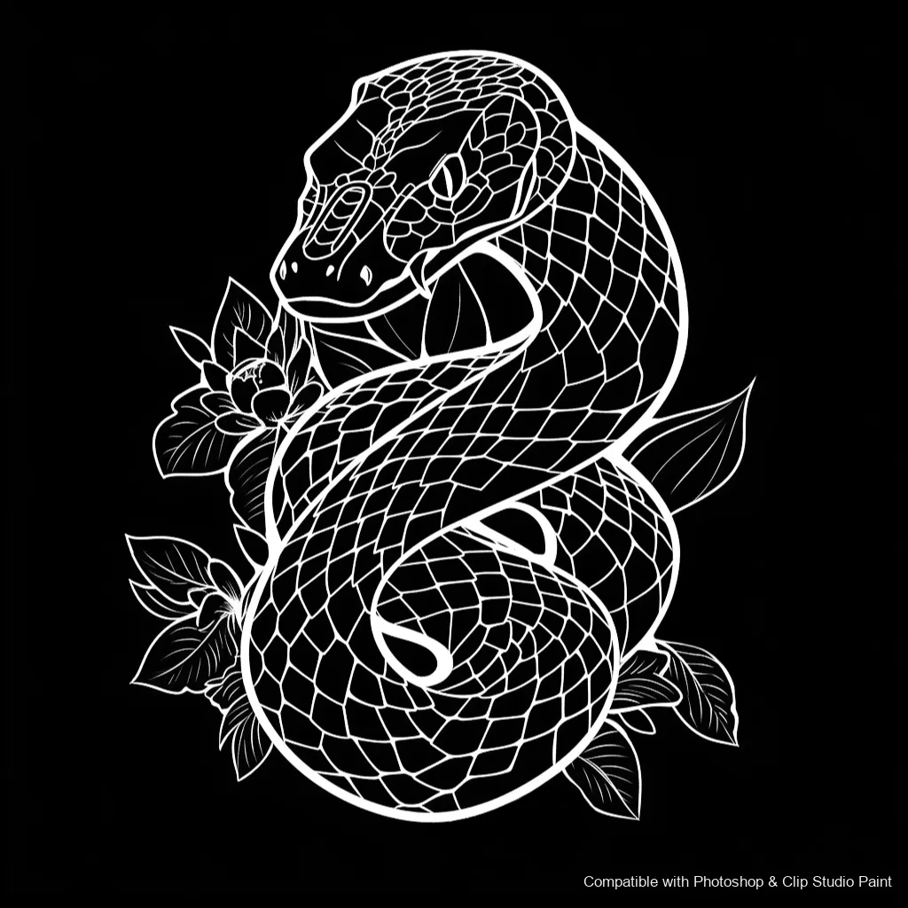 Serpent Ink brush 16 of 100 — Photoshop & Clip Studio Paint .abr preview