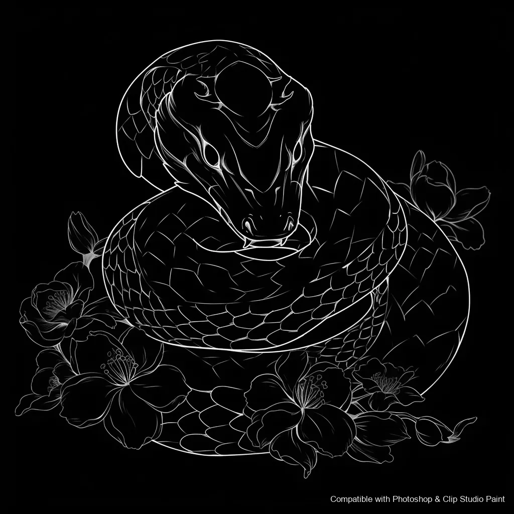 Serpent Ink brush 19 of 100 — Photoshop & Clip Studio Paint .abr preview