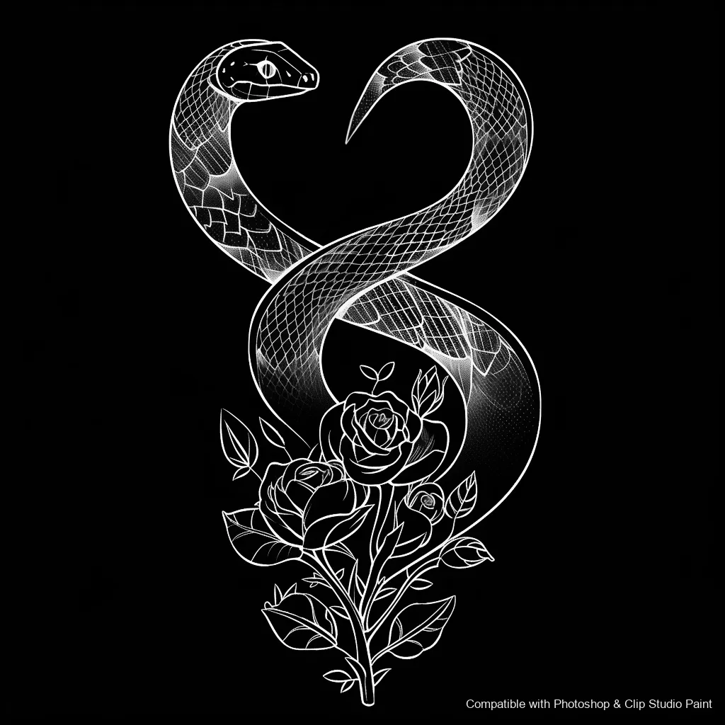Serpent Ink brush 21 of 100 — Photoshop & Clip Studio Paint .abr preview